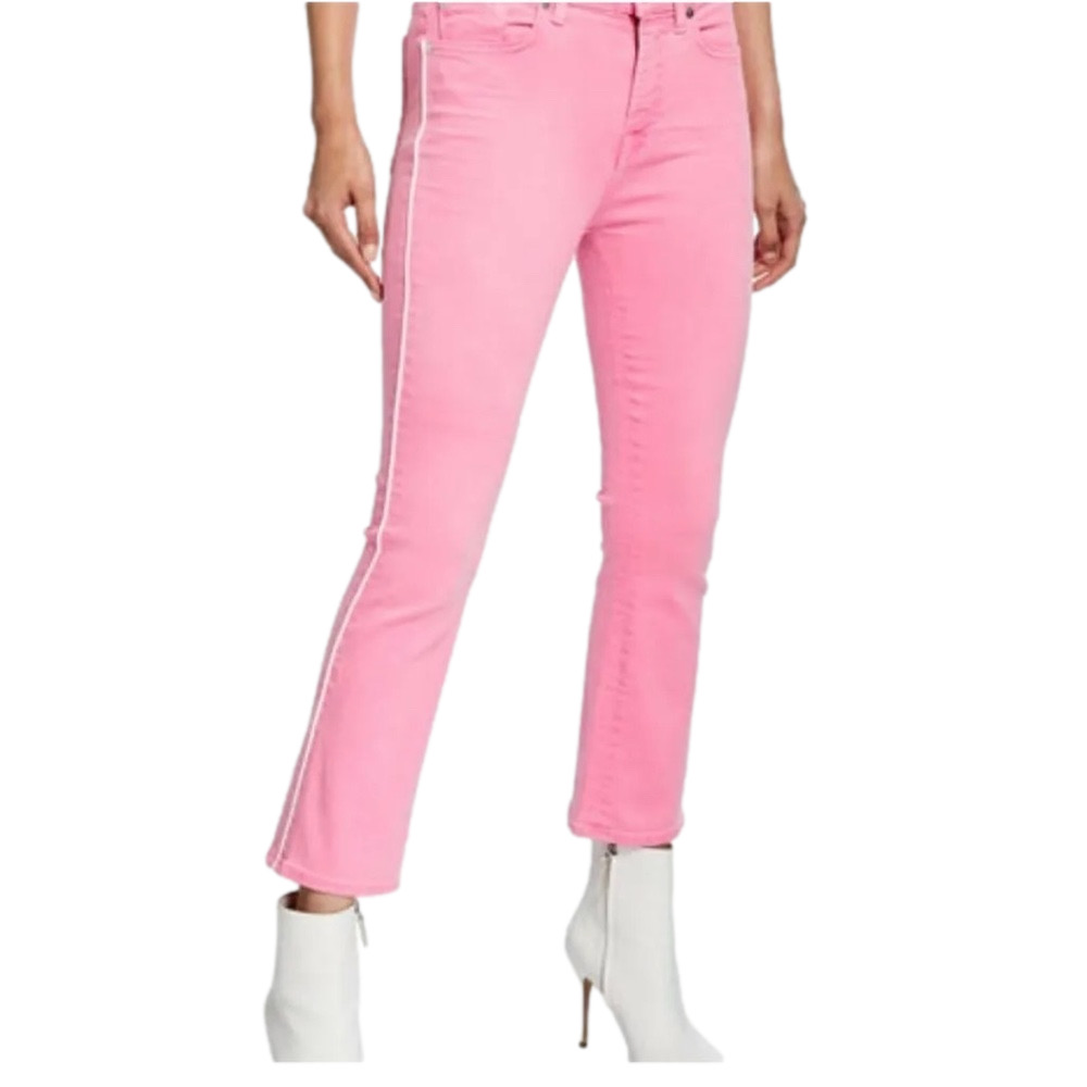7 For All Mankind Jeans 31 Pink High Waist Slim Kick Stripe Denim MSRP 189